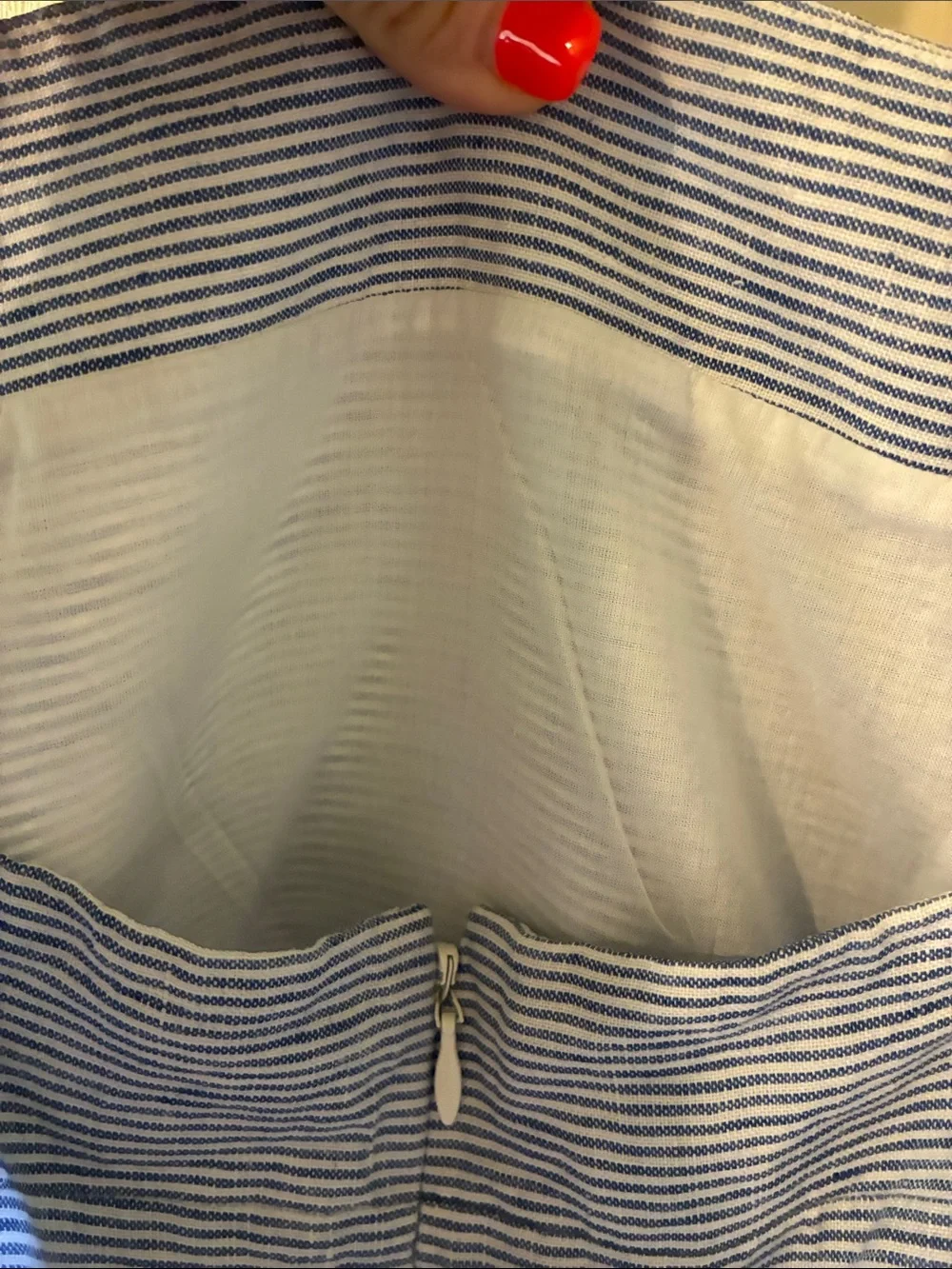 J. Crew Light Blue Pinstripe Spaghetti-Strap Jumpsuit  100% linen